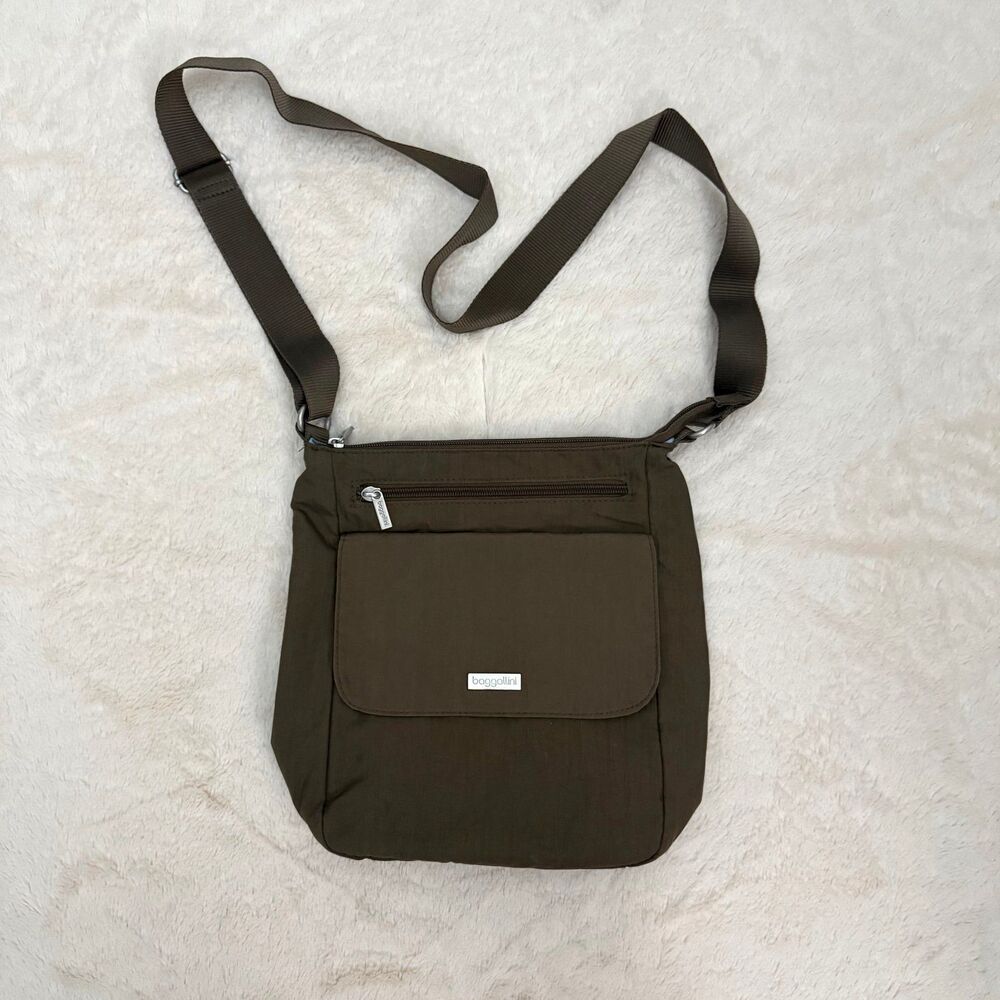 Baggallini Town Bagg Crossbody Purse Nylon Travel Bag Brown